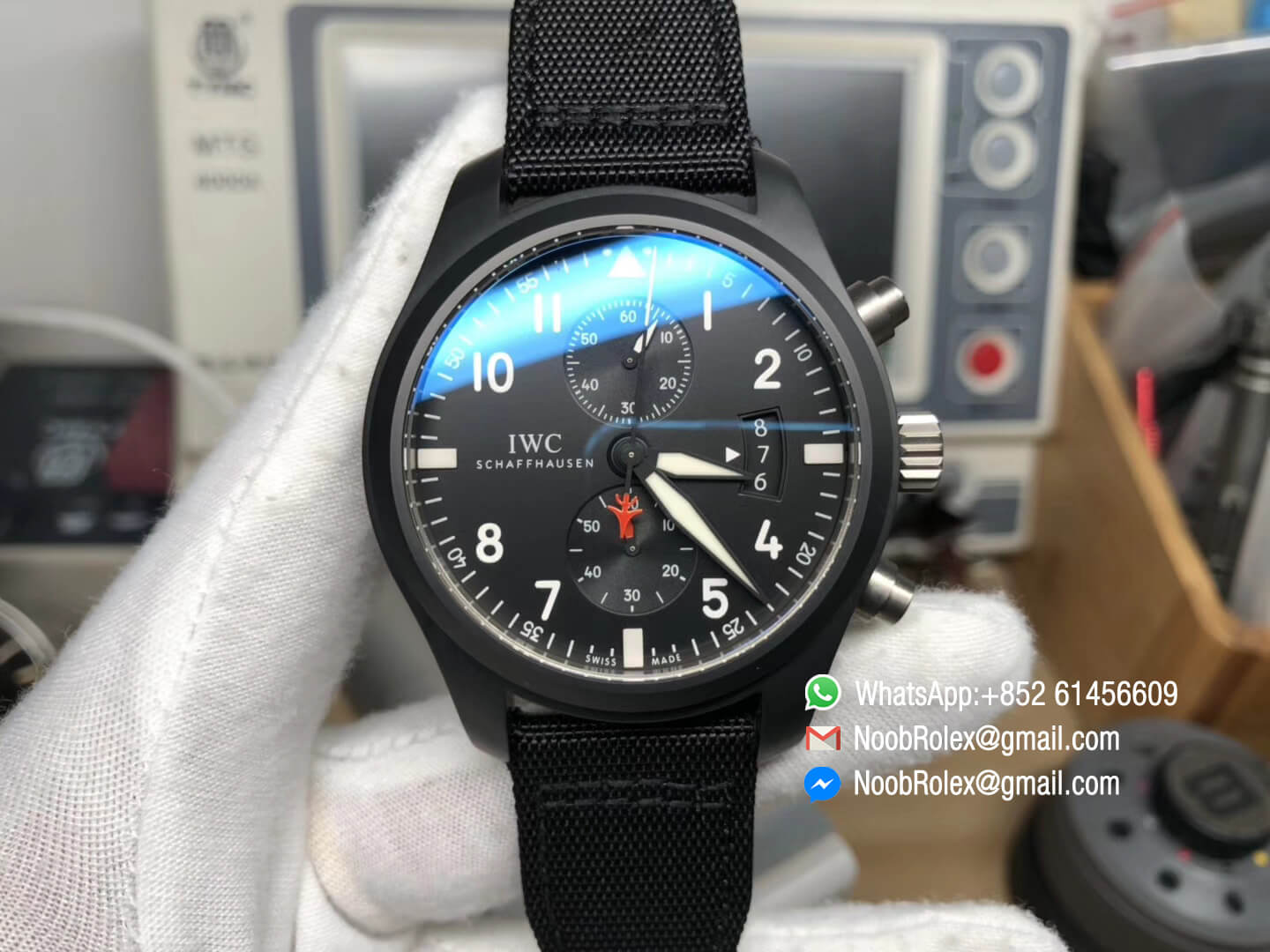 IWC Pilot Chronograph Watch IW388001 Real Ceramic Case on Black Nylon Strap A7750 ZF Best Fake Wristwatch