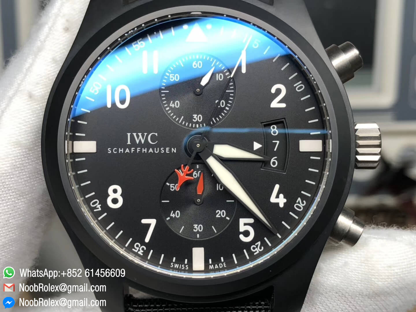IWC Pilot Chronograph Watch IW388001 Real Ceramic Case on Black Nylon Strap A7750 ZF Best Fake Wristwatch
