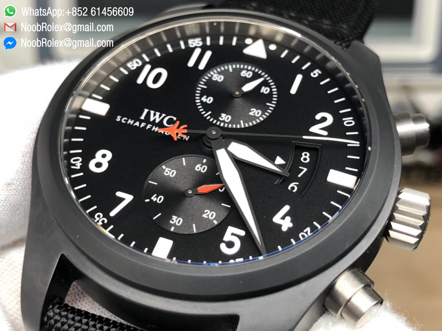 IWC Pilot Chronograph Watch IW388001 Real Ceramic Case on Black Nylon Strap A7750 ZF Best Fake Wristwatch