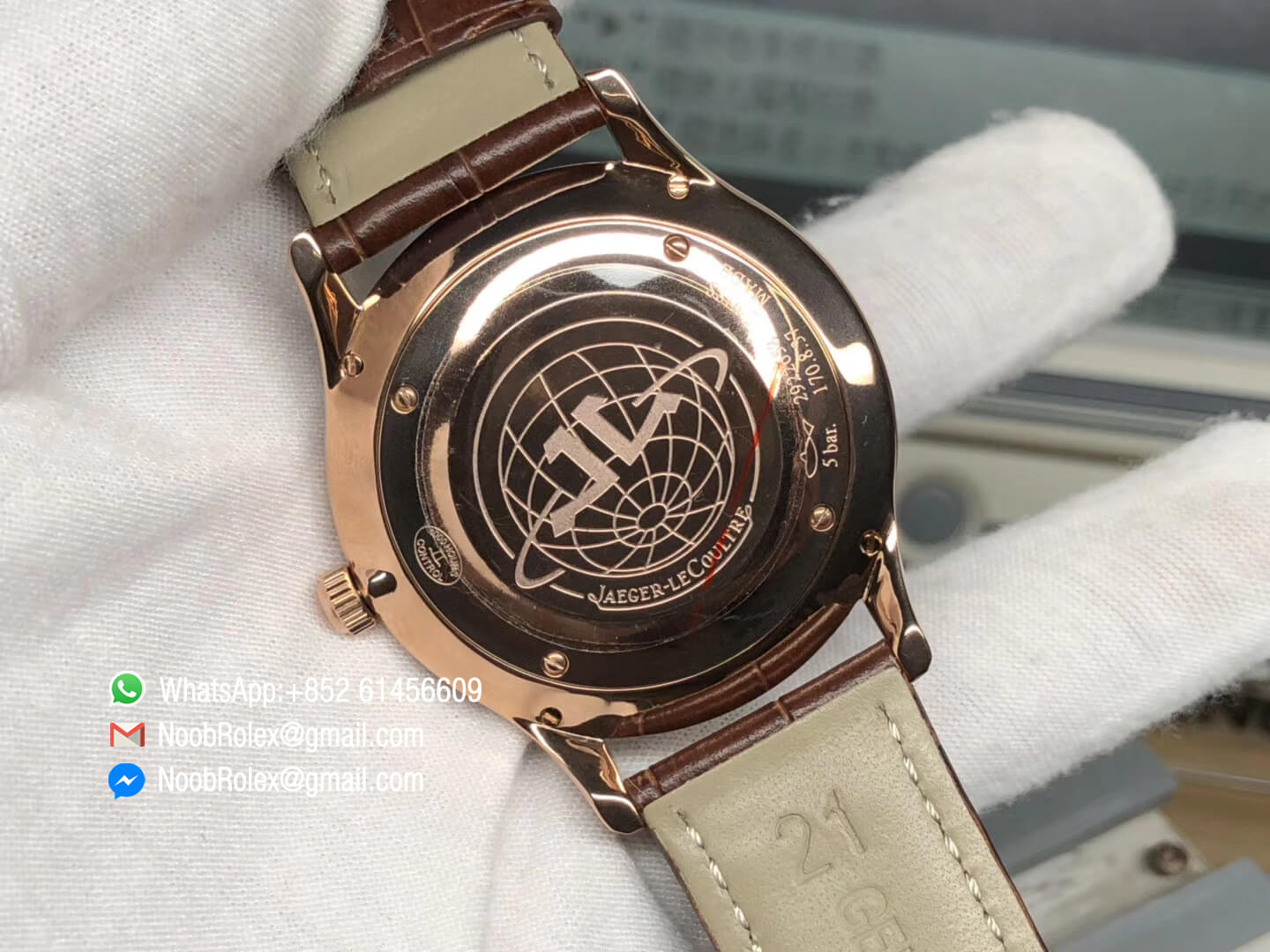 JL Luxury Brand Master Ultra Thin Rose Gold Cream Dial on Brown Leather Strap MIYOTA 9015 Movement