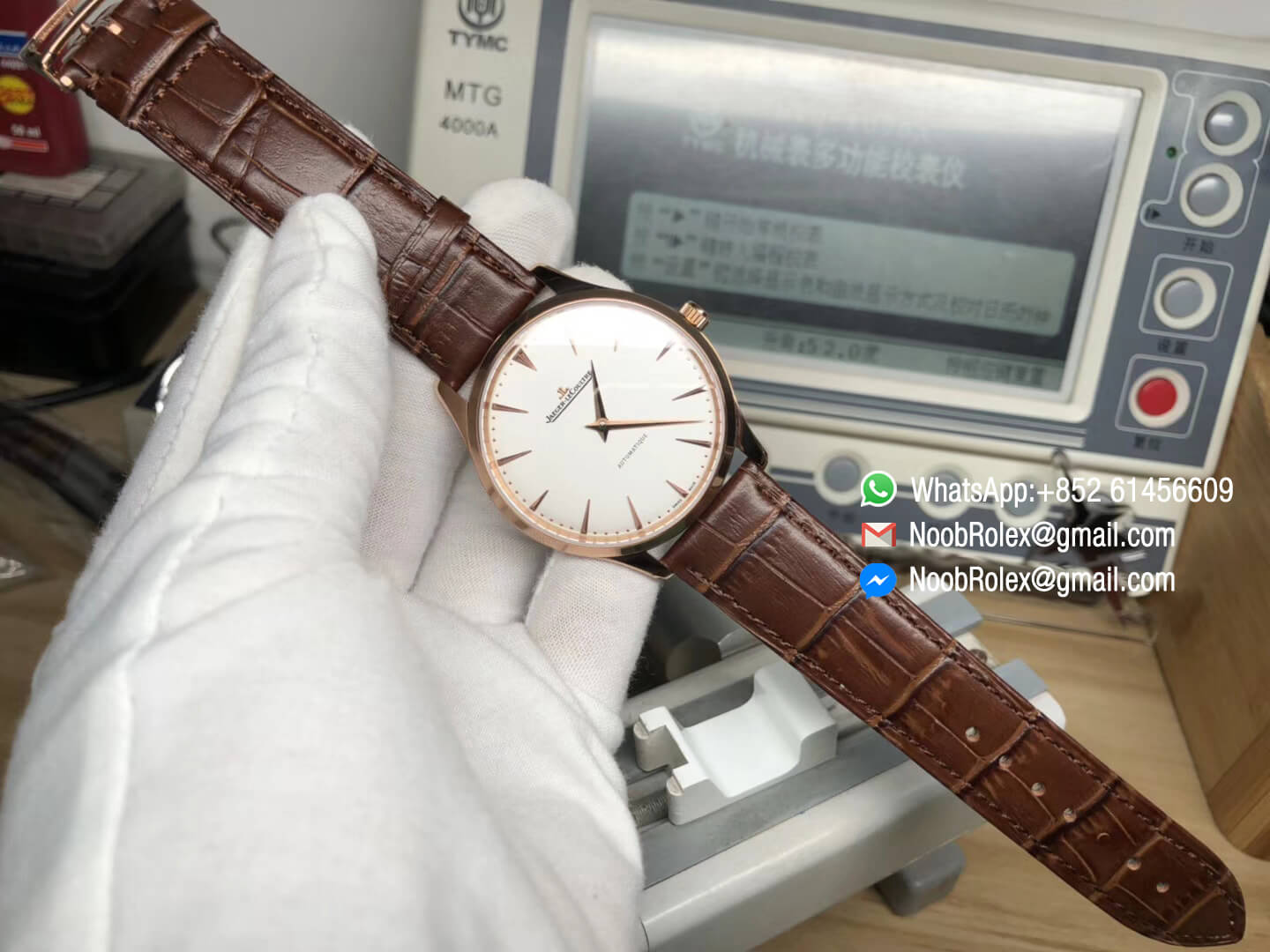 JL Luxury Brand Master Ultra Thin Rose Gold Cream Dial on Brown Leather Strap MIYOTA 9015 Movement