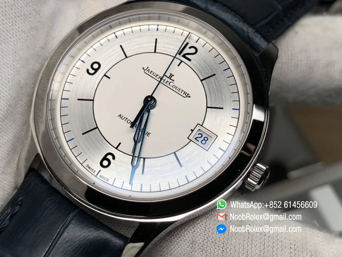 Master Control Date 1548530 Stainaless Steel Case White Dial on Blue Leather Strap A899 ZF Top Fake