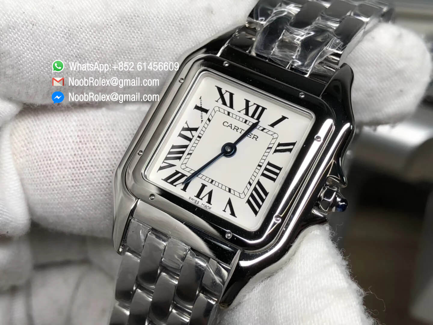 Panthère Secrete Ladies 27mm Stainless Steel Case White Dial on SS Bracelet Ronda Quartz K11 Replican Best Edition