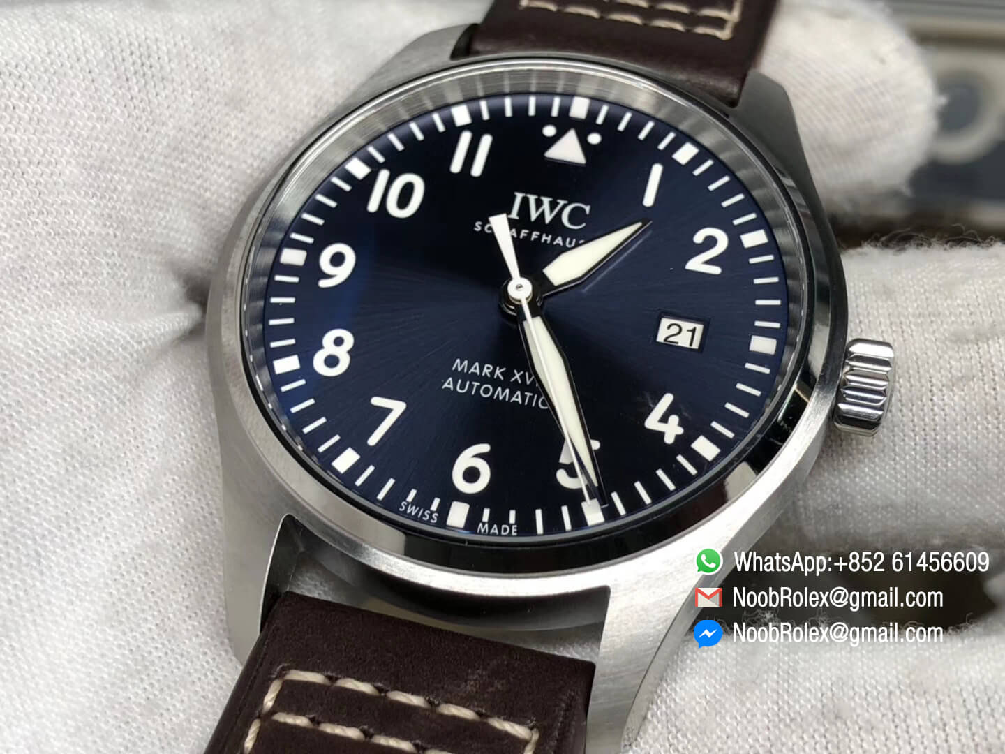IWC Pilot Watch Mark XVIII IW327010 Le Petit Prince Blue Dial on Brown Leather Strap MIYOTA 9015 MKS Factory V2