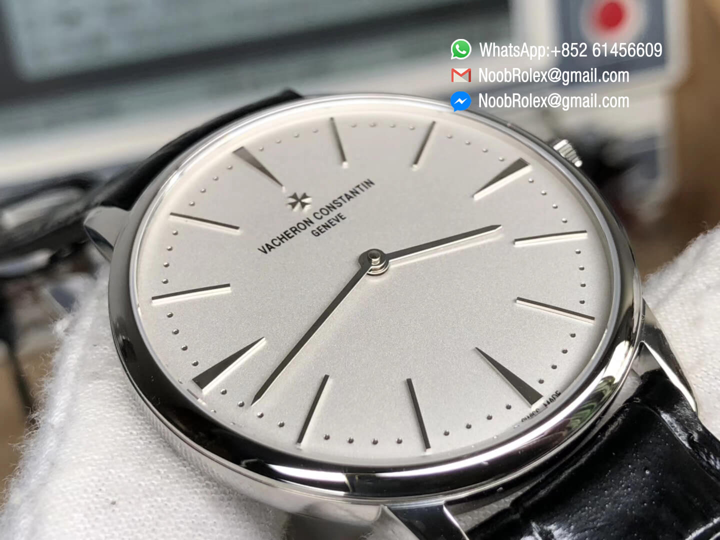 VC Patrimony 81180 Stainless Steel Case White Dial on Black Leather MIYOTA 9039 MKF Replica Best Edition