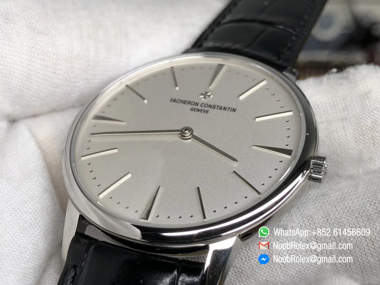 VC Patrimony 81180 Stainless Steel Case White Dial on Black Leather MIYOTA 9039 MKF Replica Best Edition