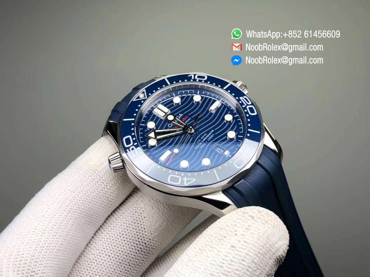 2018 Seamaster Diver 300M Blue Ceramic Bezel Blue Dial on Blue Rubber Strap A8800 Black Balance Wheel VSF 1:1 Best Edition V2