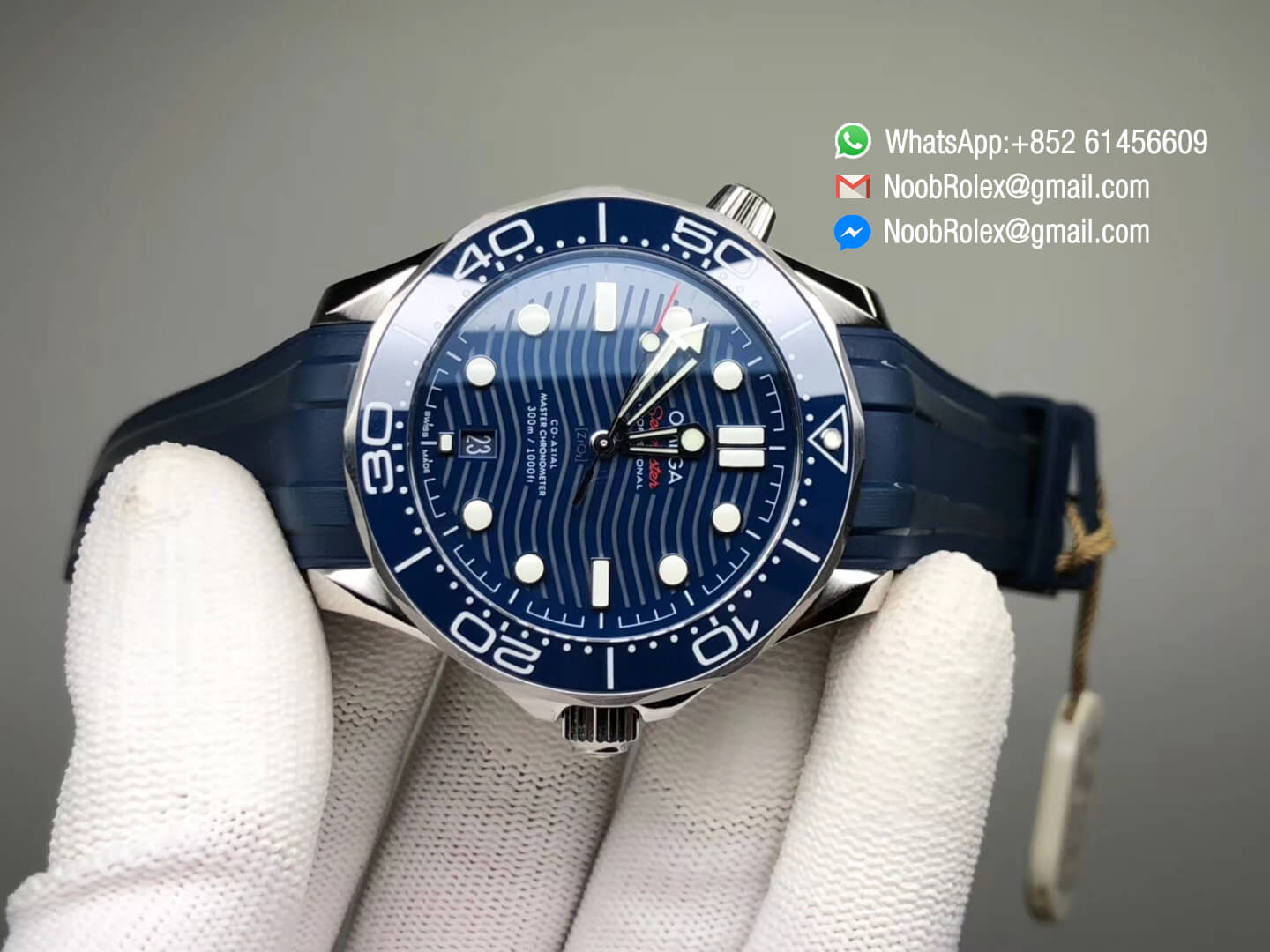 2018 Seamaster Diver 300M Blue Ceramic Bezel Blue Dial on Blue Rubber Strap A8800 Black Balance Wheel VSF 1:1 Best Edition V2