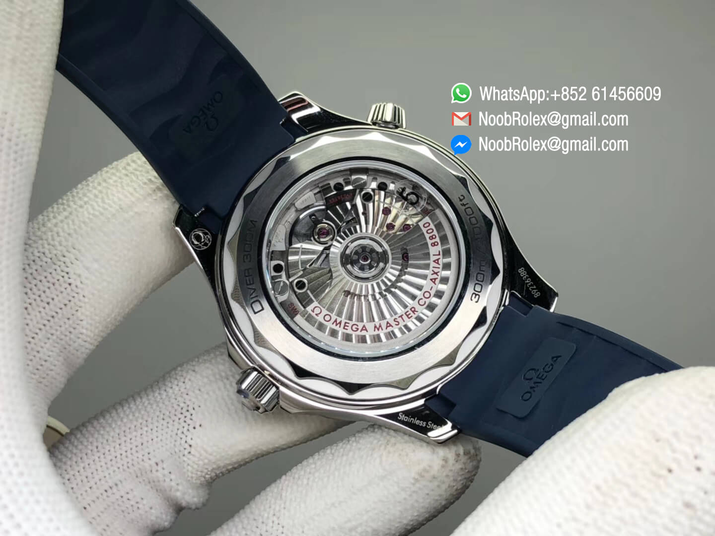 2018 Seamaster Diver 300M Blue Ceramic Bezel Blue Dial on Blue Rubber Strap A8800 Black Balance Wheel VSF 1:1 Best Rep Edition V2