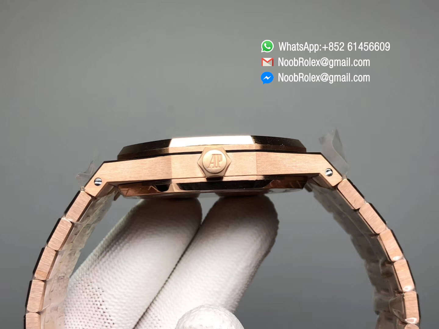 AP Royal Oak 41mm 15400 Rose Gold Case & Bracelet Silver Textured Dial A3120 JF 1:1 Best Edition V5