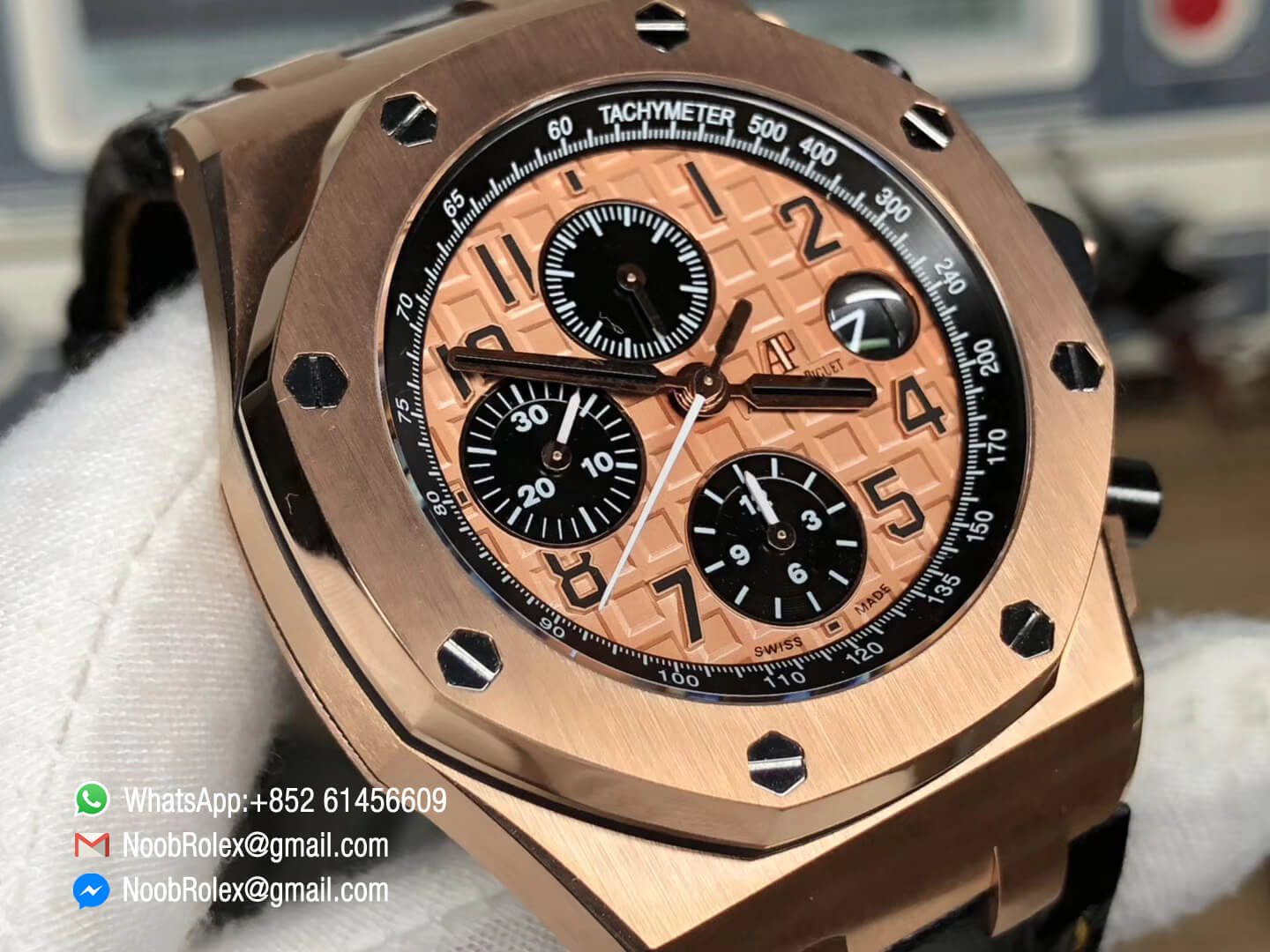 AP Royal Oak Offshore 26470OR.OO.A002CR.01 2014 Gold Theme Rose Gold Case on Black Leather Strap A3126 Movement 2018 JF 1:1 Best Version V2