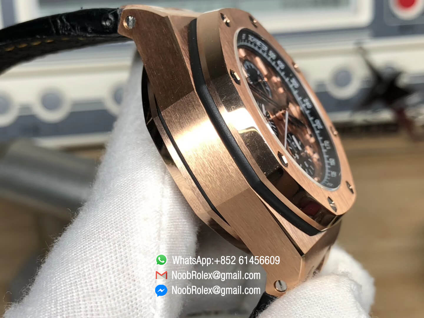 AP Royal Oak Offshore 26470OR.OO.A002CR.01 2014 Gold Theme Rose Gold Case on Black Leather Strap A3126 Movement 2018 JF 1:1 Best Version V2