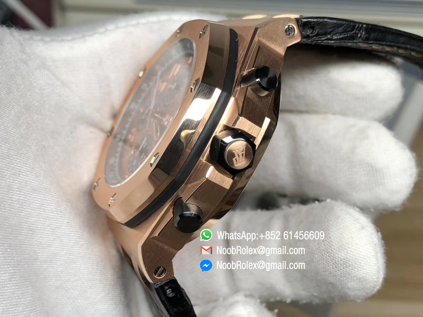 AP Royal Oak Offshore 26470OR.OO.A002CR.01 2014 Gold Theme Rose Gold Case on Black Leather Strap A3126 Movement 2018 JF 1:1 Best Version V2