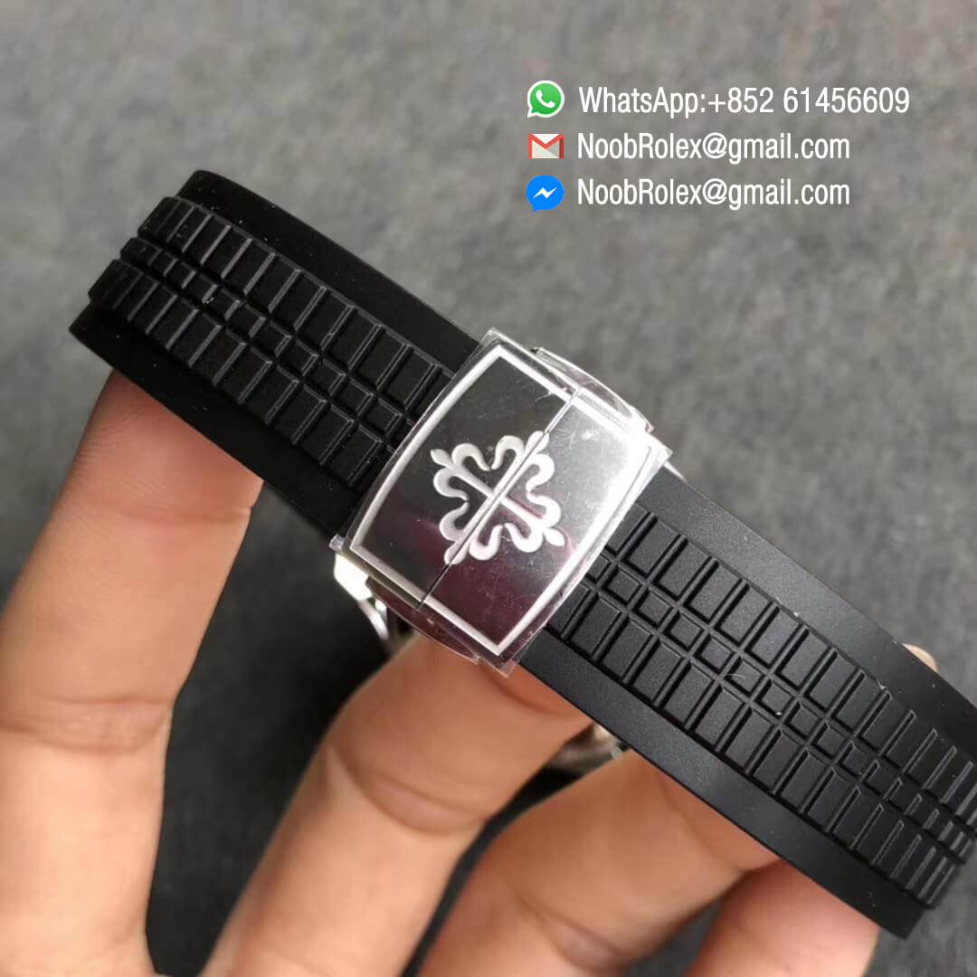 Patek Philippe Aquanaut 5164A Stainless Steel Case Black Dial GMT Display on Black Rubber Strap A324 Movement GR Factory Best Clone Quality