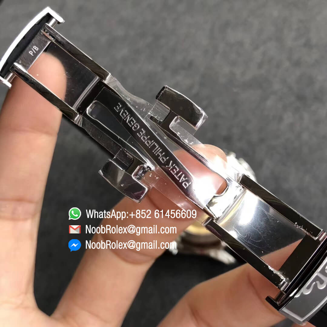 Patek Philippe Aquanaut 5164A Stainless Steel Case Black Dial GMT Display on Black Rubber Strap A324 Movement GR Factory Best Clone Quality