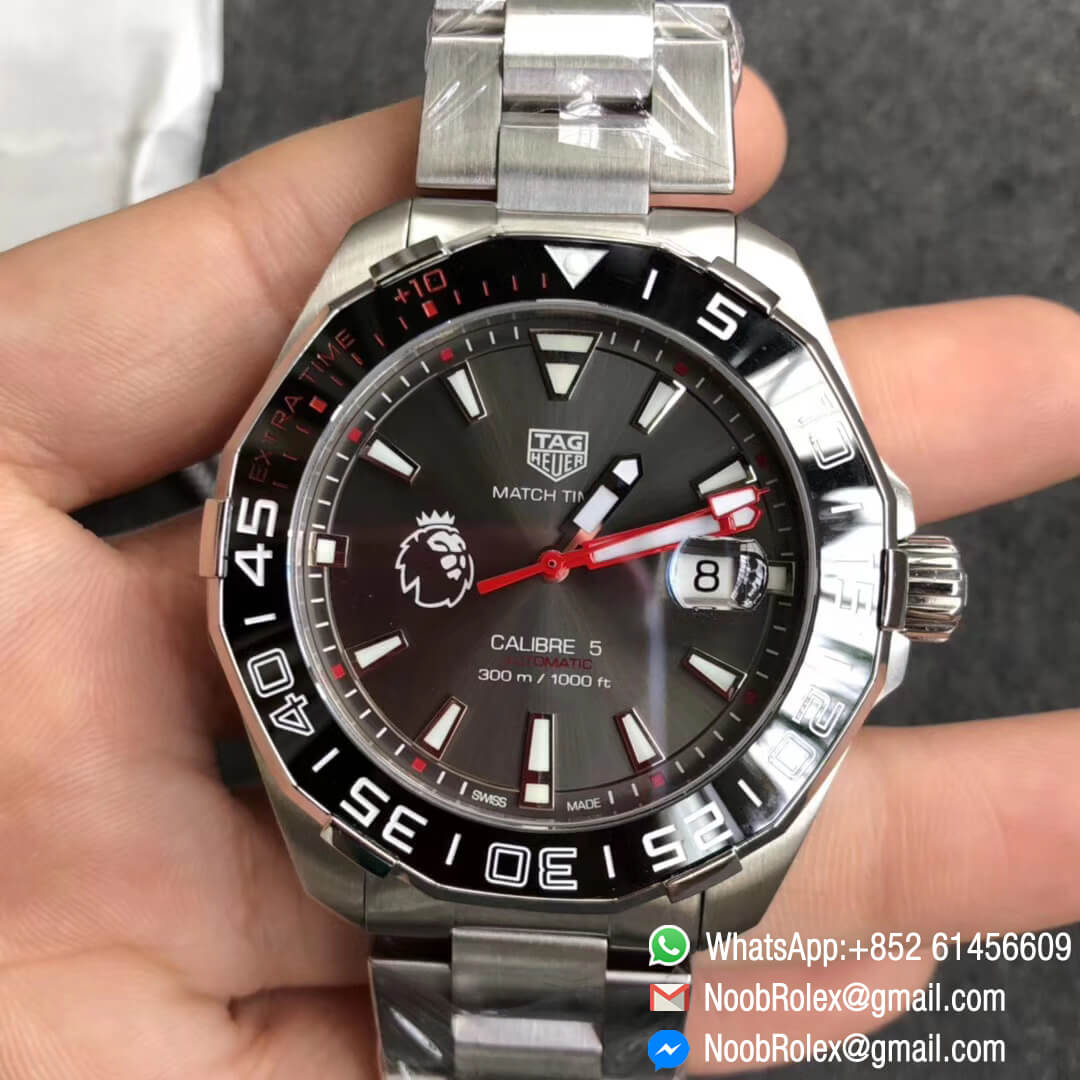 Aquaracer English Premier League Limited Edition Calibre 5 43mm Stainless Steel Case & Bracelet Gray Dial A2824 GSF 1:1 Top Replica Quality