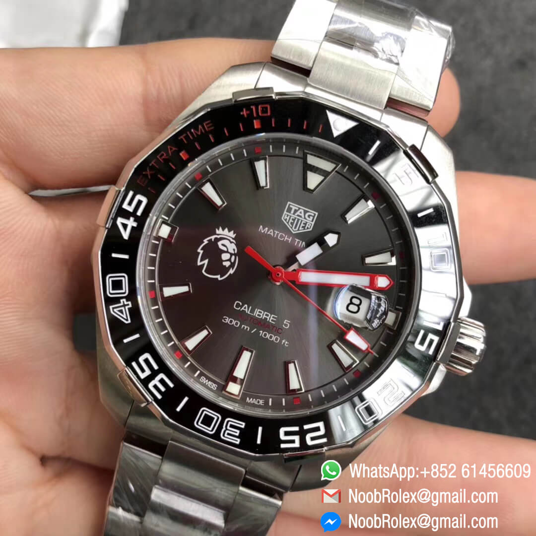 Aquaracer English Premier League Limited Edition Calibre 5 43mm Stainless Steel Case & Bracelet Gray Dial A2824 GSF 1:1 Top Replica Quality