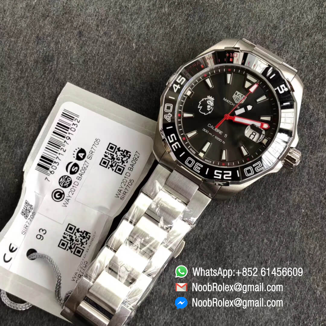 Aquaracer English Premier League Limited Edition Calibre 5 43mm Stainless Steel Case & Bracelet Gray Dial A2824 GSF 1:1 Top Replica Quality