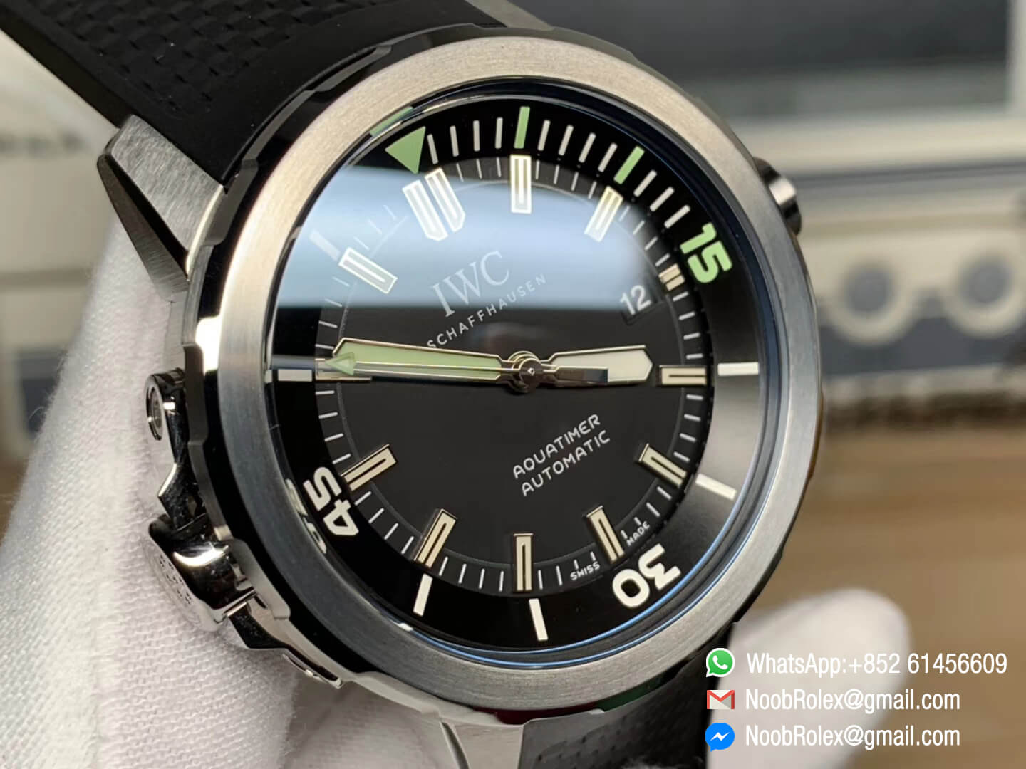 IWC Aquatimer Automatic Watch IW329001 V6F 1:1 Best Edition Stainless Steel Case Black Dial on Black Rubber Strap MIYOTA 9015