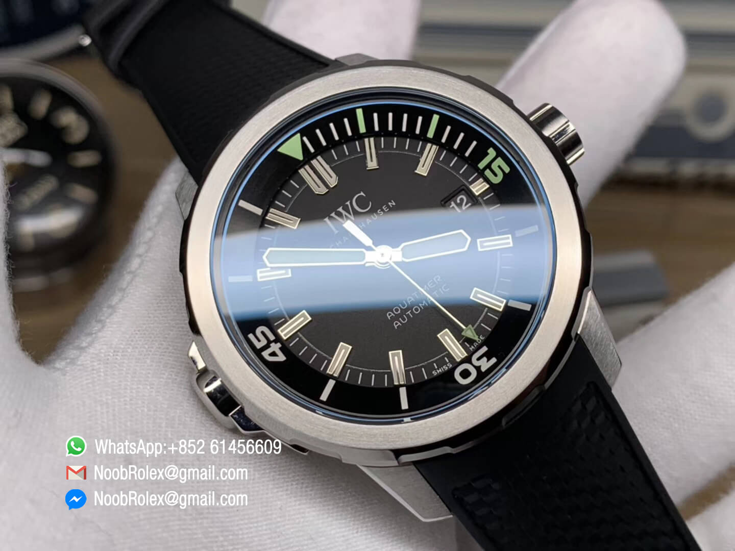 IWC Aquatimer Automatic Watch IW329001 V6F 1:1 Best Edition Stainless Steel Case Black Dial on Black Rubber Strap MIYOTA 9015