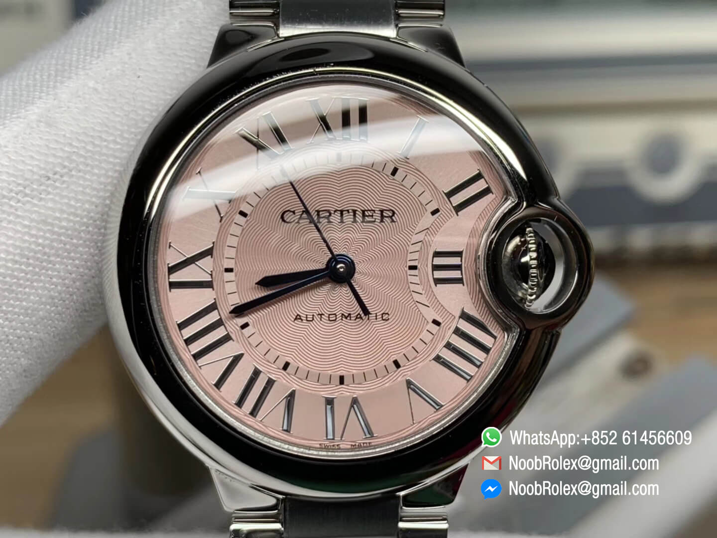 Cartier Ballon Bleu Lady W6920100 33mm Stainless Steel Case & Bracelet AF 1:1 Best Edition Pink Textured Dial with Swiss ETA 2671 Automatic movement