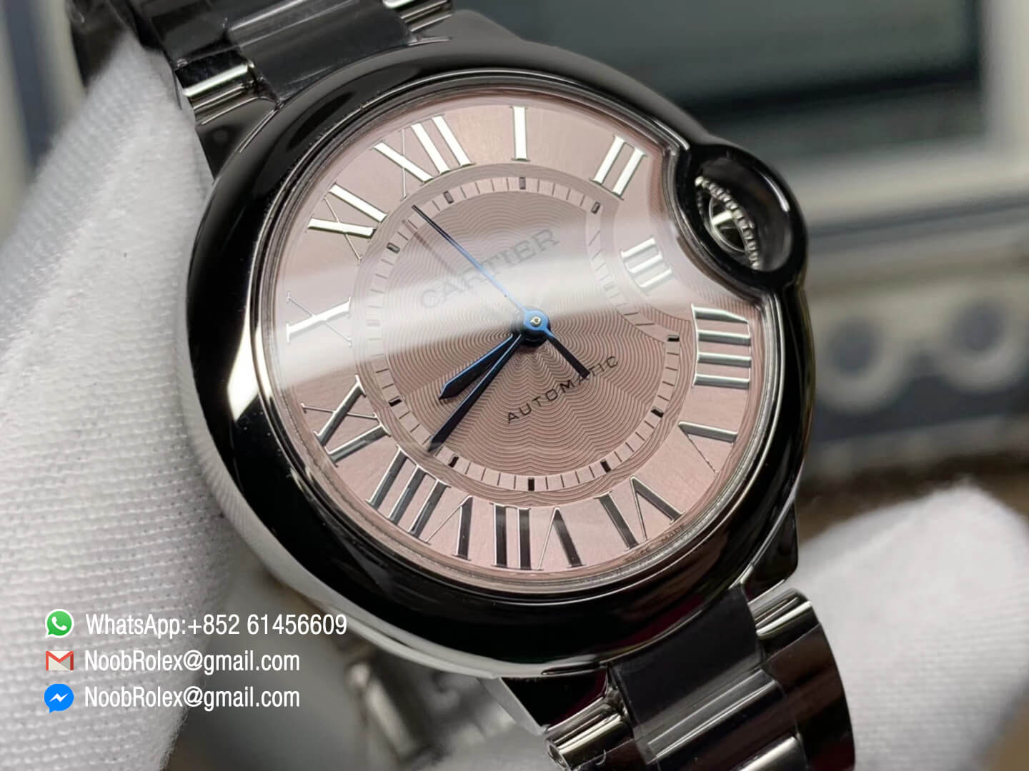 Cartier Ballon Bleu Lady W6920100 33mm Stainless Steel Case & Bracelet AF 1:1 Best Edition Pink Textured Dial with Swiss ETA 2671 Automatic movement