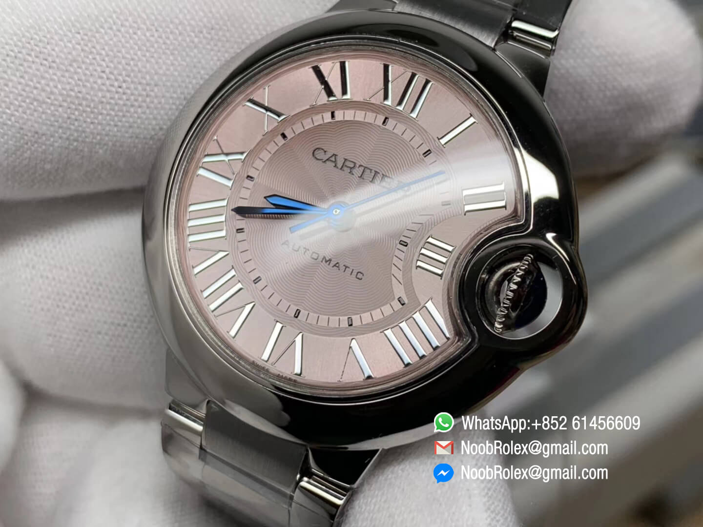 Cartier Ballon Bleu Lady W6920100 33mm Stainless Steel Case & Bracelet AF 1:1 Best Edition Pink Textured Dial with Swiss ETA 2671 Automatic movement