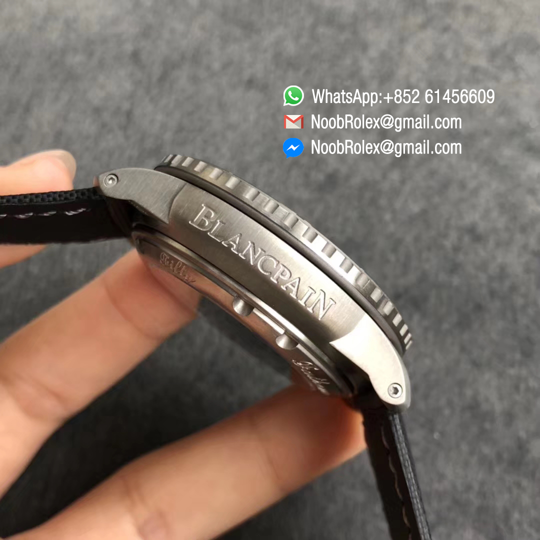 Blancpain Fifty Fathoms Watch Grande Date Blue Titanium Case Blue Dial on Sail-canvas Strap A6918B Movement HGF Best Edition