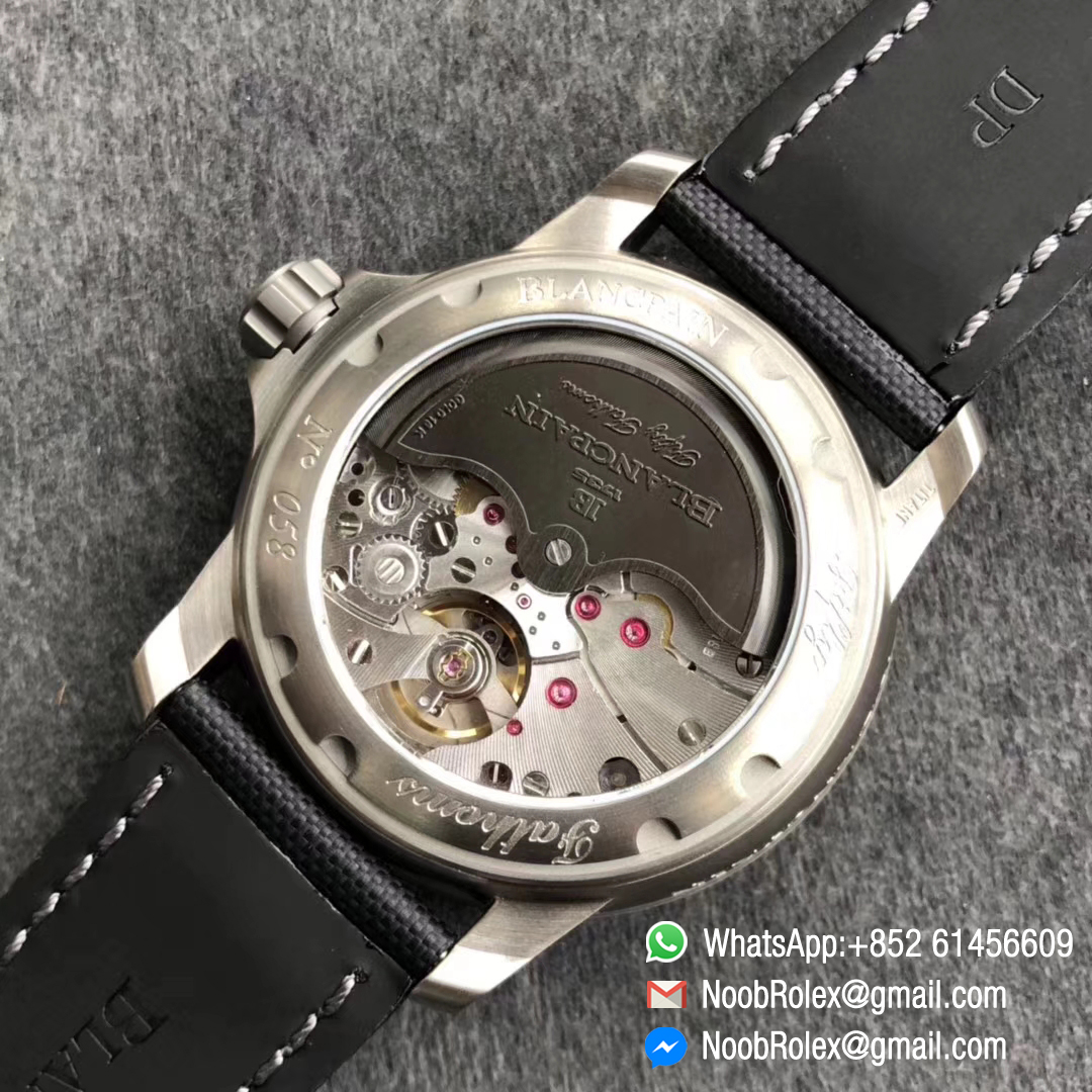 Blancpain Fifty Fathoms Watch Grande Date Blue Titanium Case Blue Dial on Sail-canvas Strap A6918B Movement HGF Best Edition