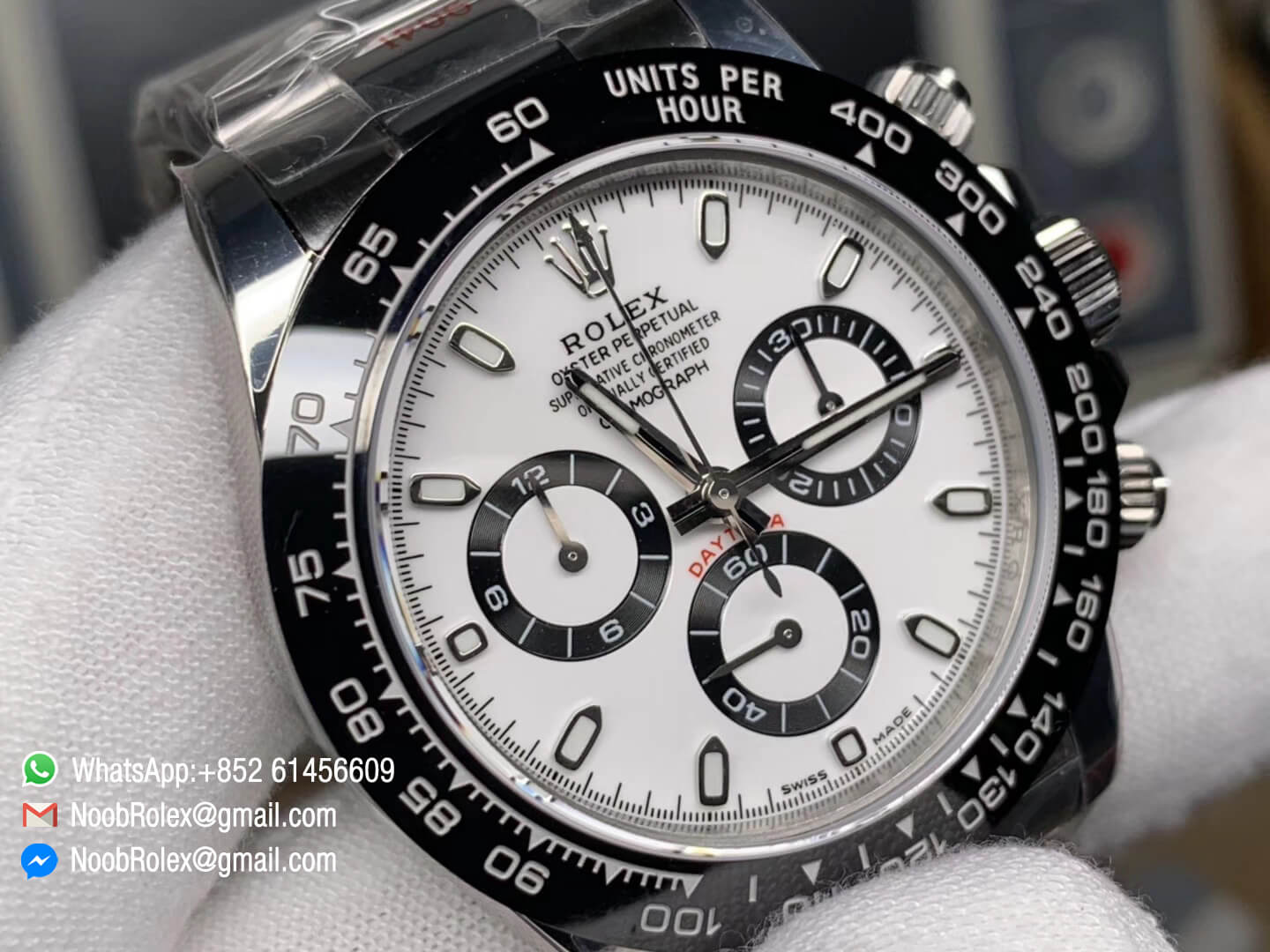 Rolex Daytona Panda 116500 Noob Factory Best Edition V2 904L Stainless Steel Case and Bracelet White Dial Black Bezel SA4130 Movement Full Chrono Function
