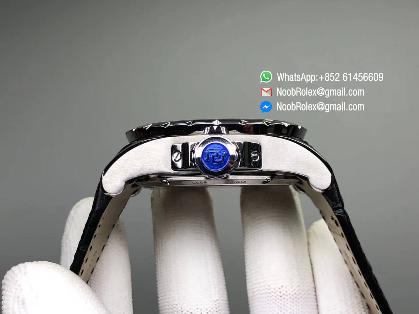 Excalibur Knights of the Round Table II Stainless Steel Black Dial on Black Leather Strap Japan MIYOTA 6T15 V2