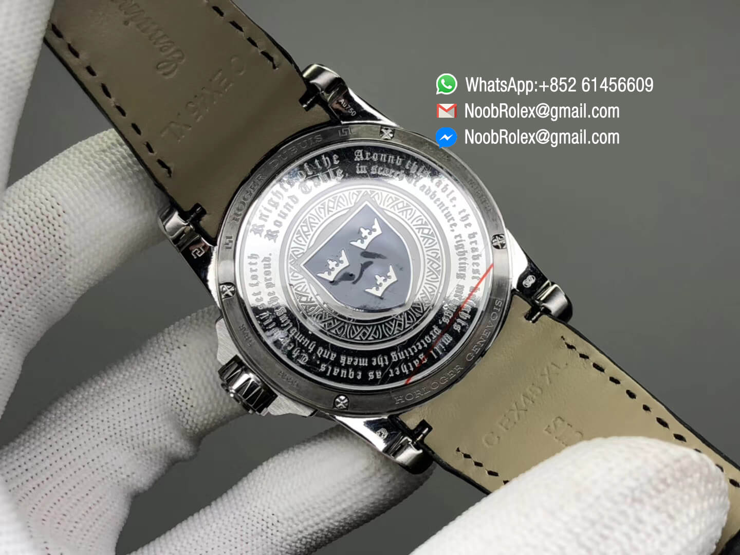 Excalibur Knights of the Round Table II Stainless Steel Black Dial on Black Leather Strap Japan MIYOTA 6T15 V2