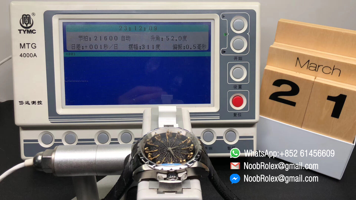 Excalibur Knights of the Round Table II Stainless Steel Black Dial on Black Leather Strap Japan MIYOTA 6T15 V2