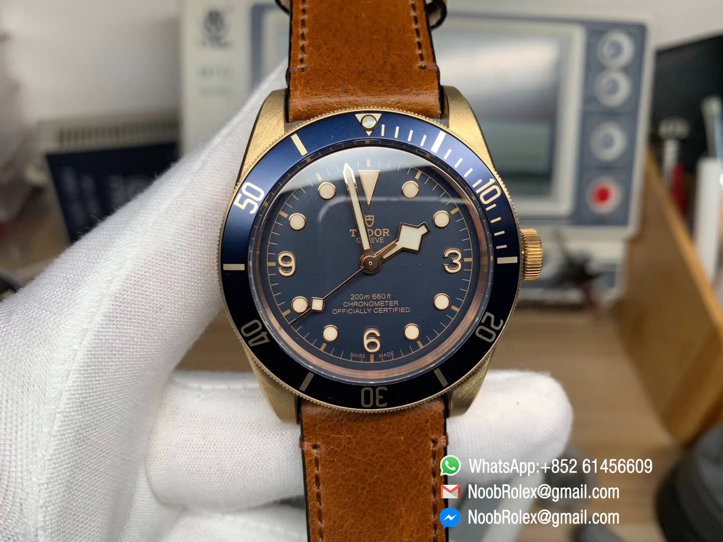 Tudor Heritage Black Bay 79250BB Bronze Case Blue Dial Blue Bezel on Aged Brown Leather Strap A2824 XF Top Fake Quality V3