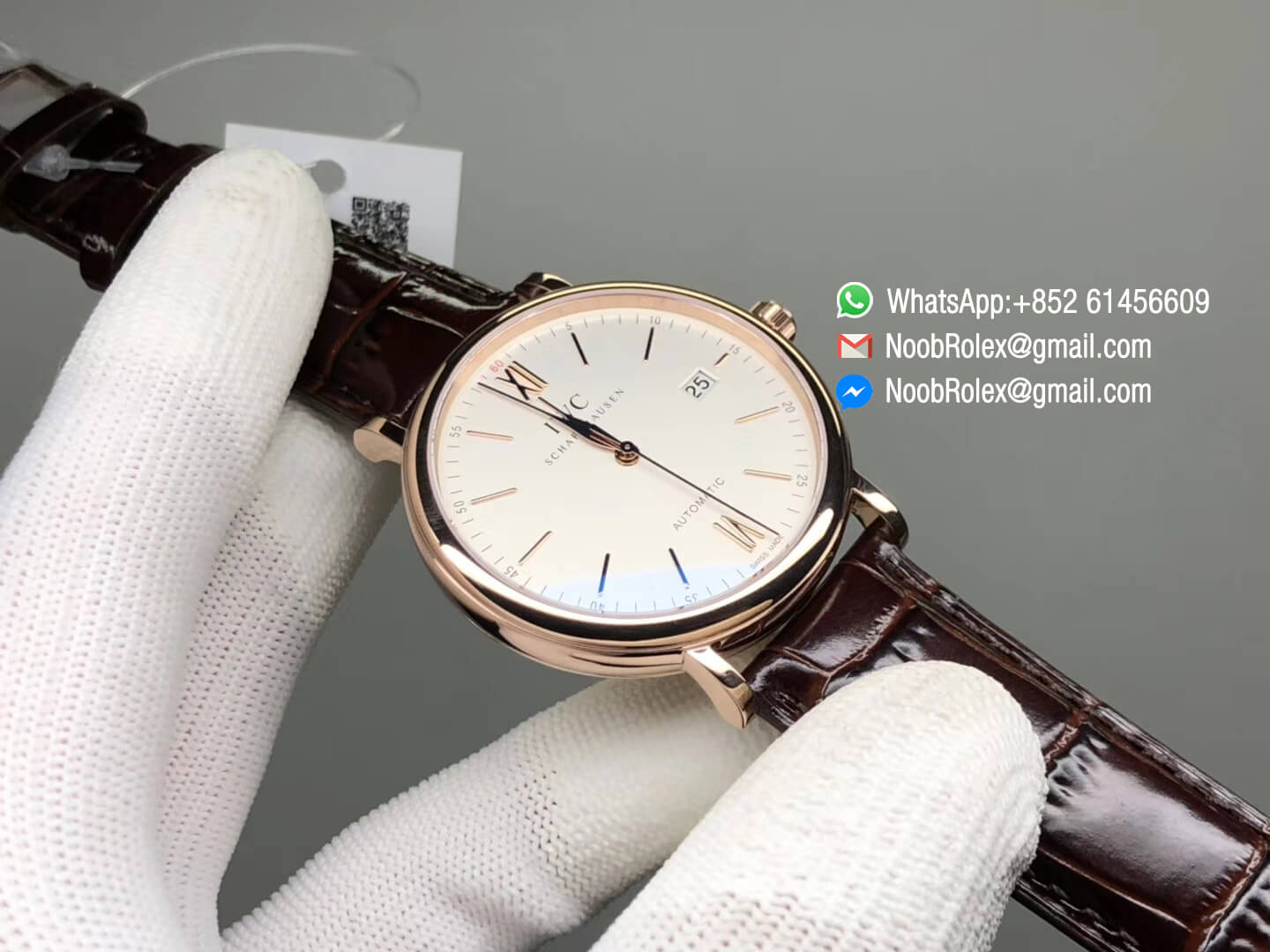 IWC Portofino Automatic Watch IW356504 Rose Gold White Dial on Brown Leather Strap MIYOTA 9015 MKS Factory 1:1 Best Edition V5