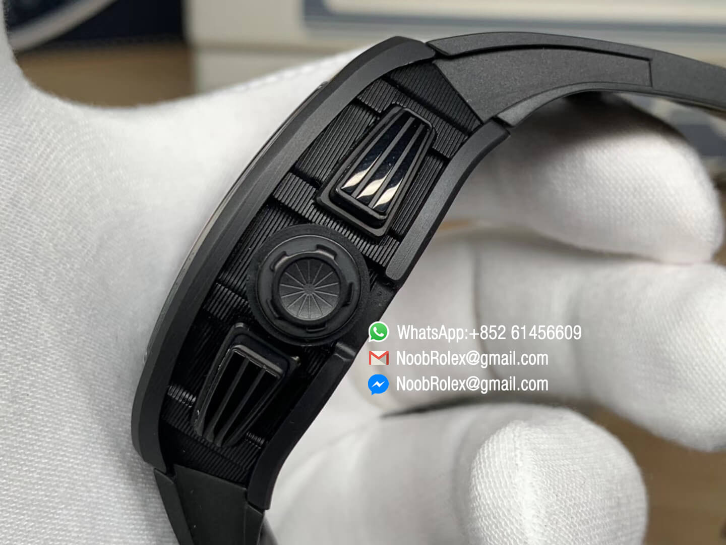 Richard Mille RM011-FM Real Ceramic Case Chronograph Rep Watch Crystal Skeleton Dial Black on Black Rubber Strap A7750 KVF 1:1 Best Edition