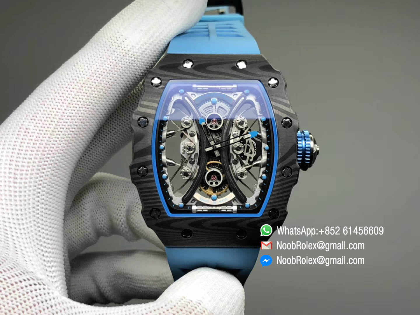 RM53-01 CA PRO02 Tourbillon Pablo Mac Donough Forged Carbon Skeleton Blue Dial M9015 KV Factory 1:1 Best Quality