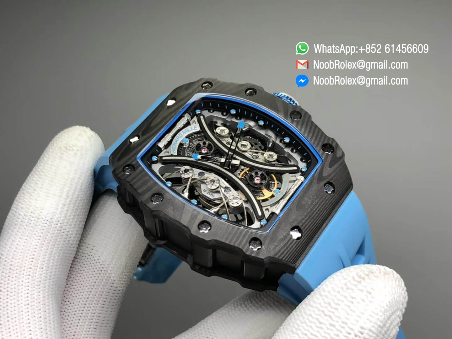 RM53-01 CA PRO02 Tourbillon Pablo Mac Donough Forged Carbon Skeleton Blue Dial M9015 KV Factory 1:1 Best Quality
