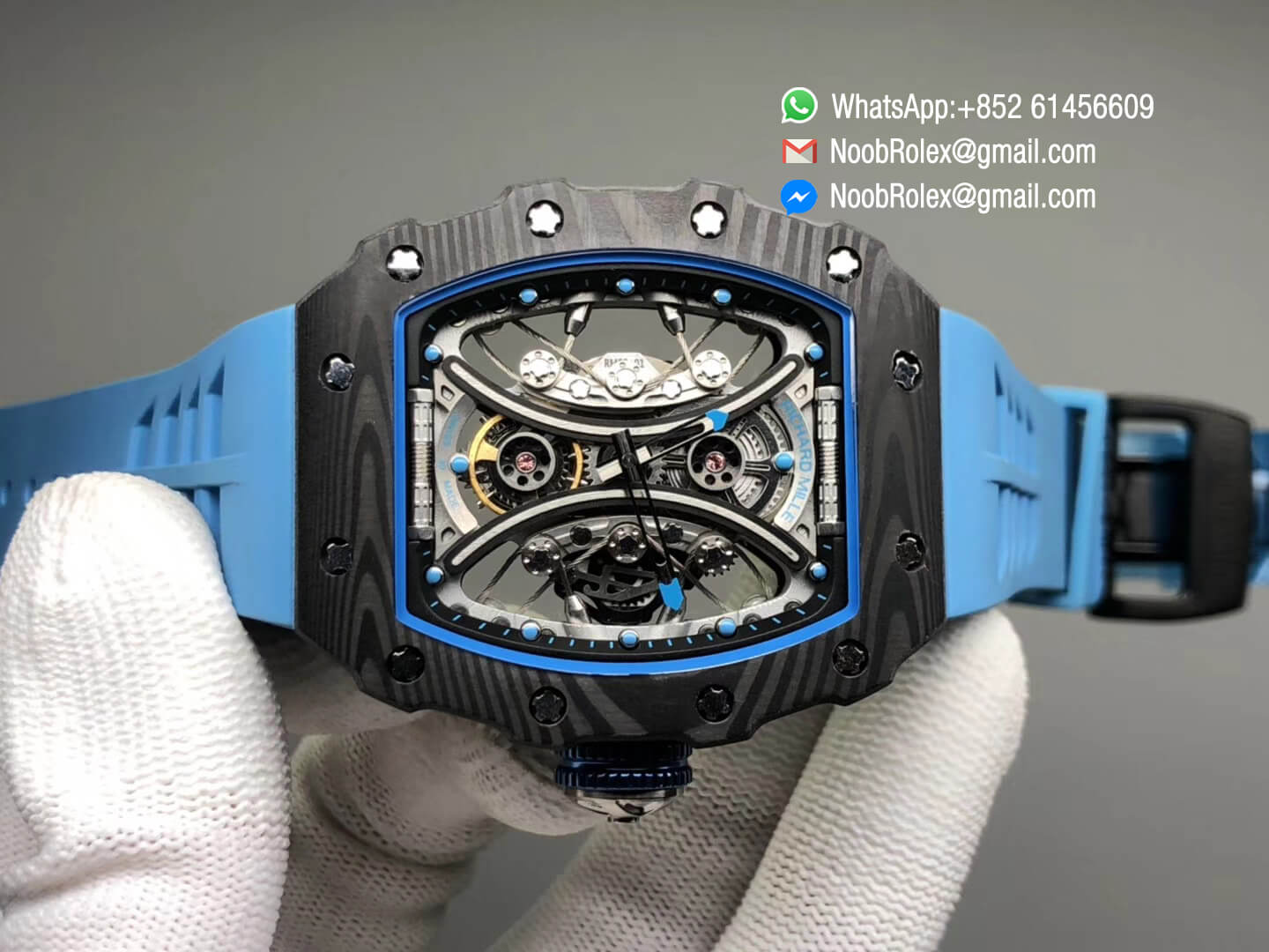 RM53-01 CA PRO02 Tourbillon Pablo Mac Donough Forged Carbon Skeleton Blue Dial M9015 KV Factory 1:1 Best Quality
