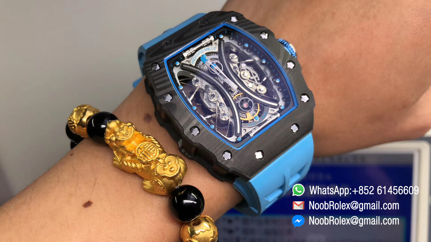 RM53-01 CA PRO02 Tourbillon Pablo Mac Donough Forged Carbon Skeleton Blue Dial M9015 KV Factory 1:1 Best Quality