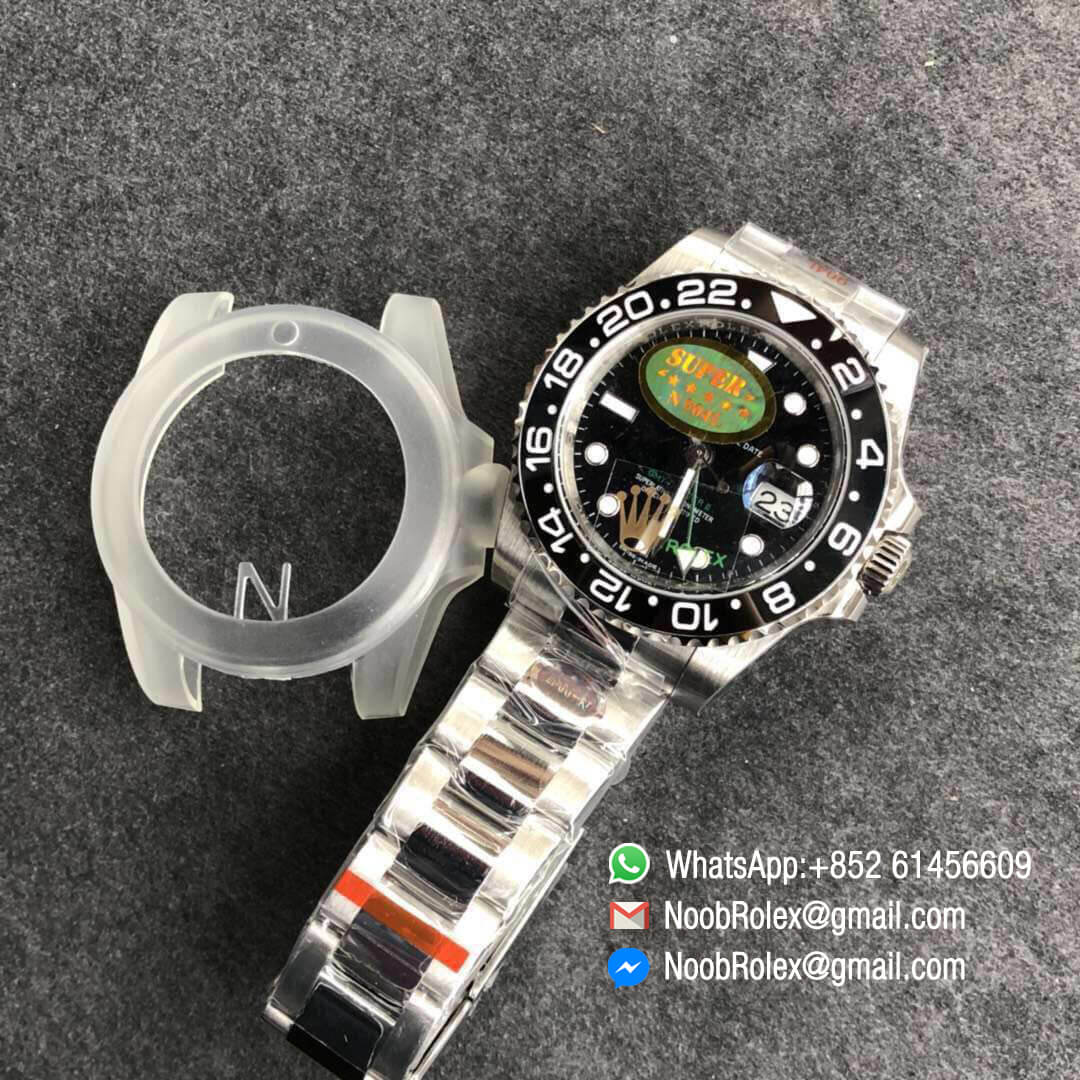 Rolex GMT-Master II 116710LN Noob Factory V9 904L Stainless Steel Case Black Ceramic Bezel Black Dial Green GMT Hander 1:1 Top Clone Quality A3186 Correct Hand Stack