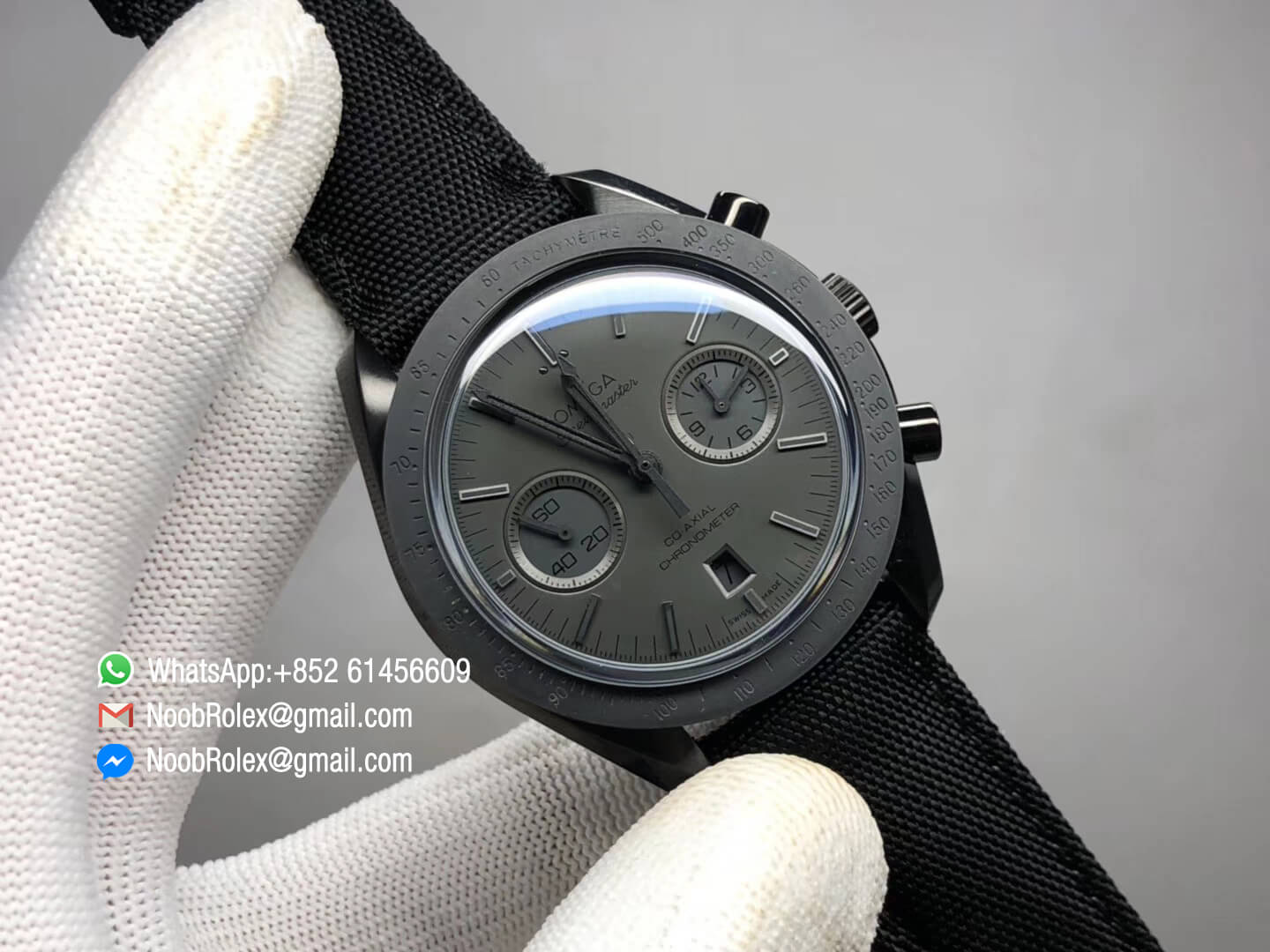 Speedmaster Dark Side of The Moon Watch Real Ceramic Case Black Black on Nylon Strap A9300 OM Factory 1:1 Best Edition