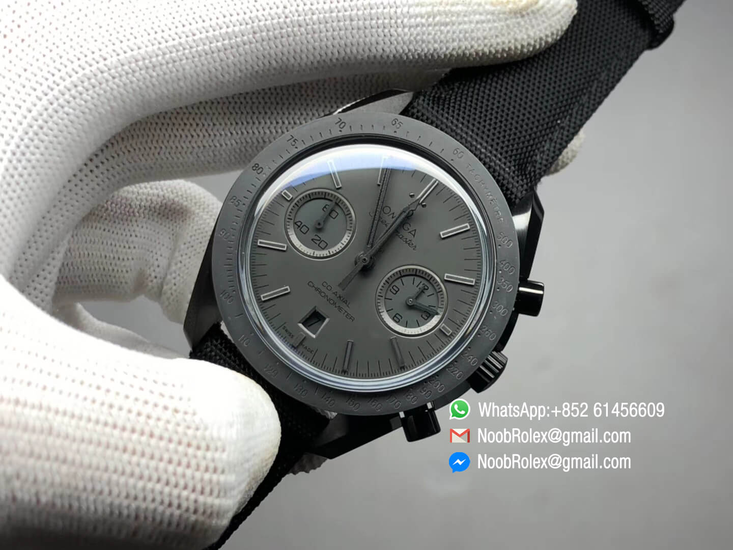 Speedmaster Dark Side of The Moon Watch Real Ceramic Case Black Black on Nylon Strap A9300 OM Factory 1:1 Best Edition