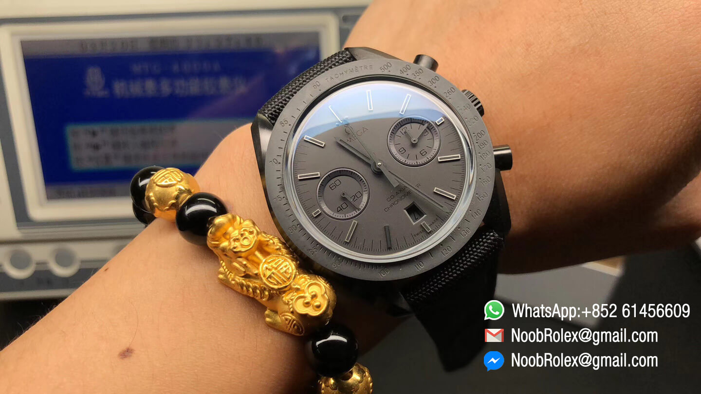 Speedmaster Dark Side of The Moon Watch Real Ceramic Case Black Black on Nylon Strap A9300 OM Factory 1:1 Best Edition