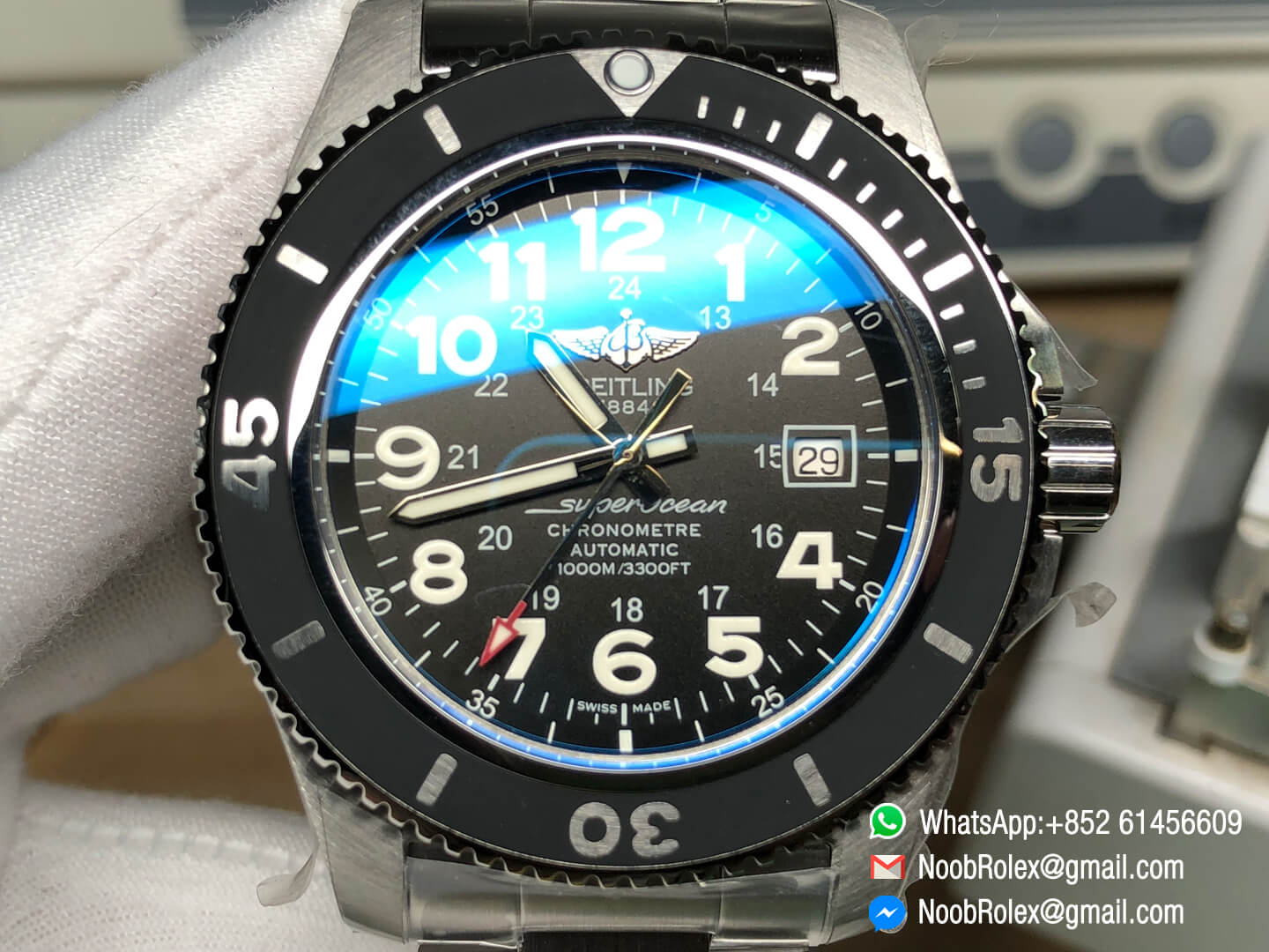 Breitling SuperOcean II Watch A17392D7/BD68-162A 44mm GF 1:1 Best Edition Black Dial on Stainless Steel Bracelet A2824