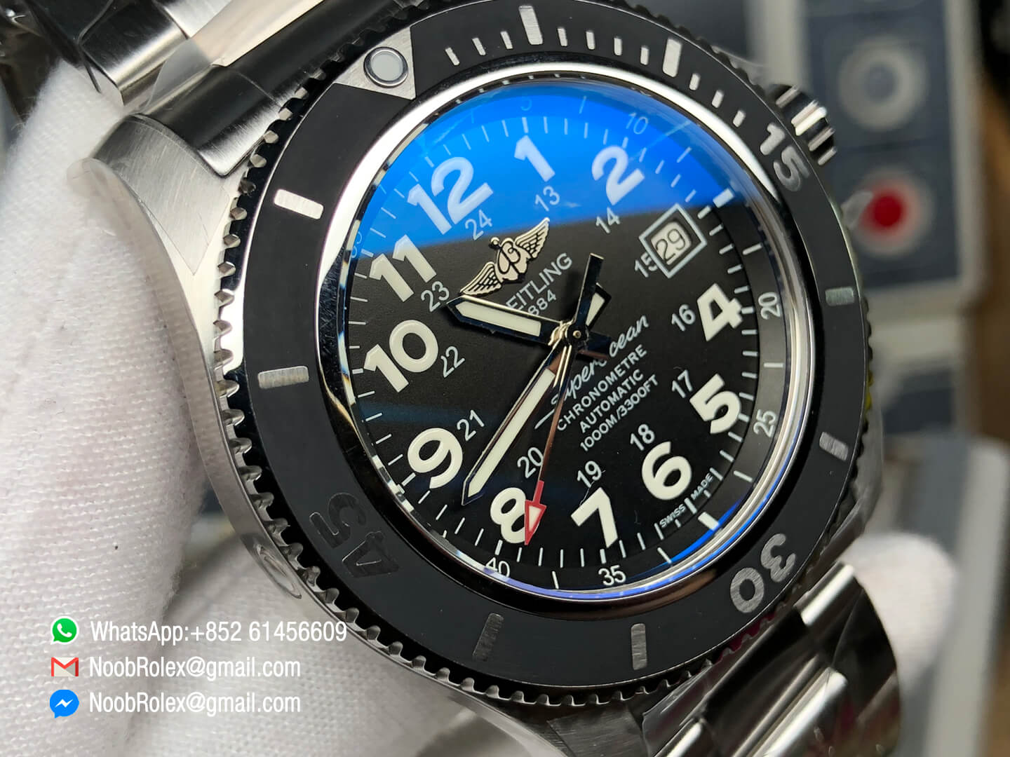 Breitling SuperOcean II Watch A17392D7/BD68-162A 44mm GF 1:1 Best Edition Black Dial on Stainless Steel Bracelet A2824