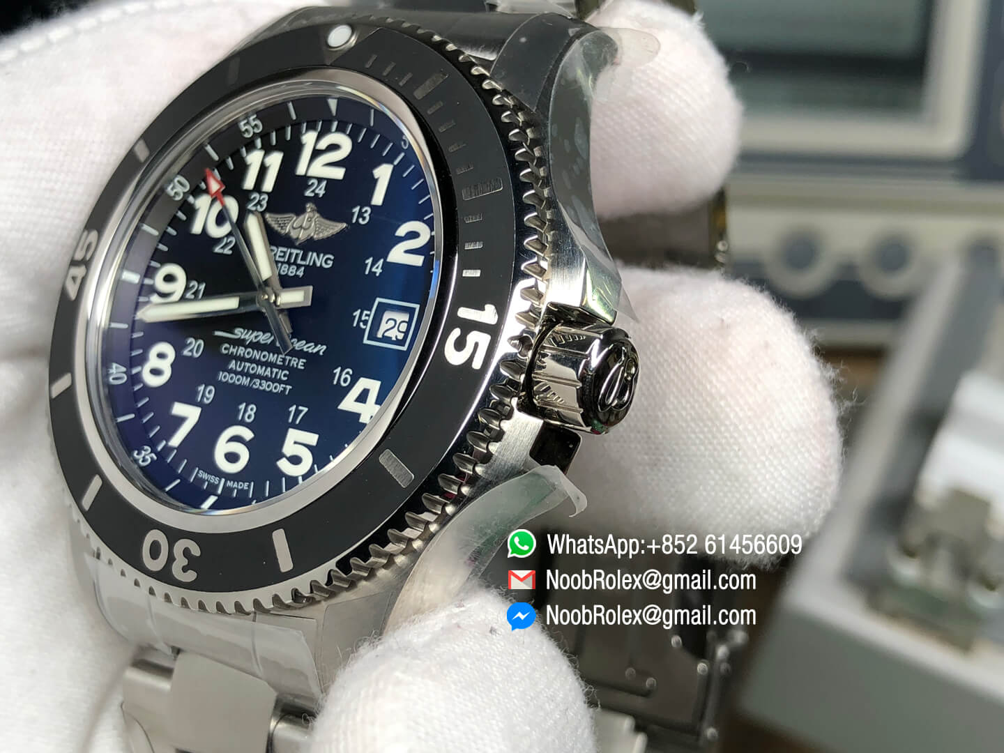Breitling SuperOcean II Watch A17392D7/BD68-162A 44mm GF 1:1 Best Edition Black Dial on Stainless Steel Bracelet A2824
