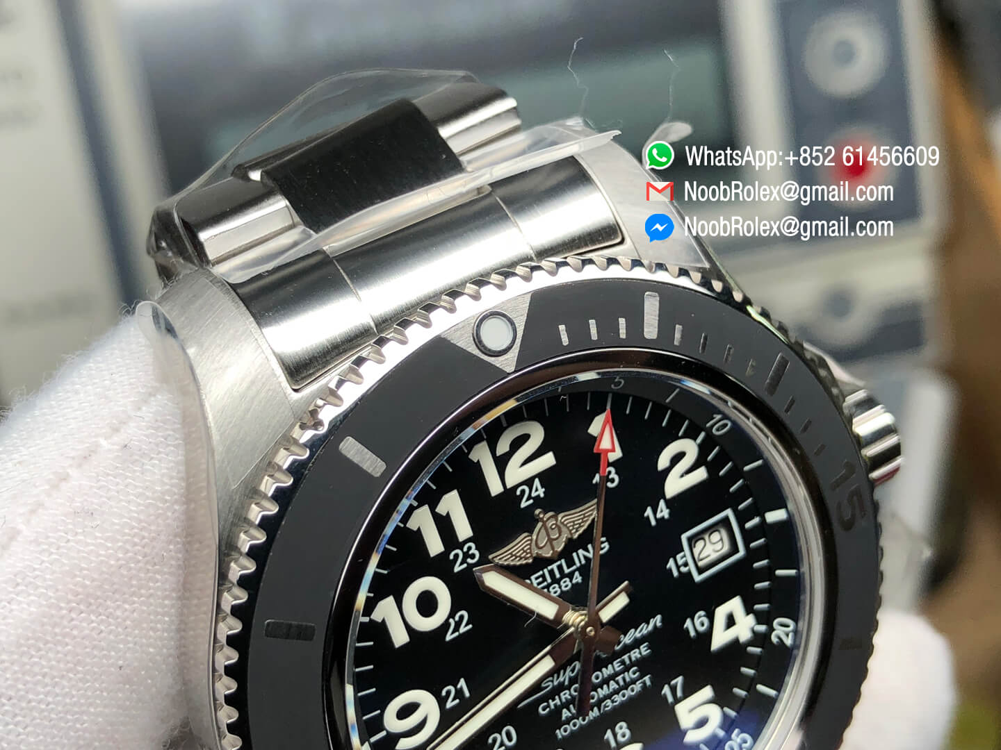 Breitling SuperOcean II Watch A17392D7/BD68-162A 44mm GF 1:1 Best Edition Black Dial on Stainless Steel Bracelet A2824