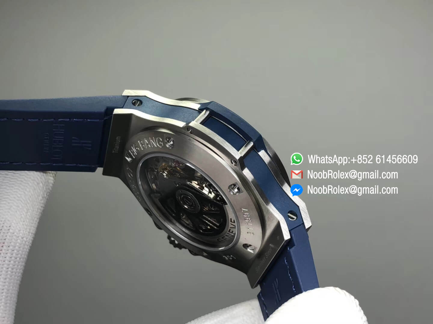 Big Bang 44mm Stainless Steel Case Blue Dial on Blue Gummy Strap HUB4104 V6F 1:1 Best Edition Top Level Replica Watch