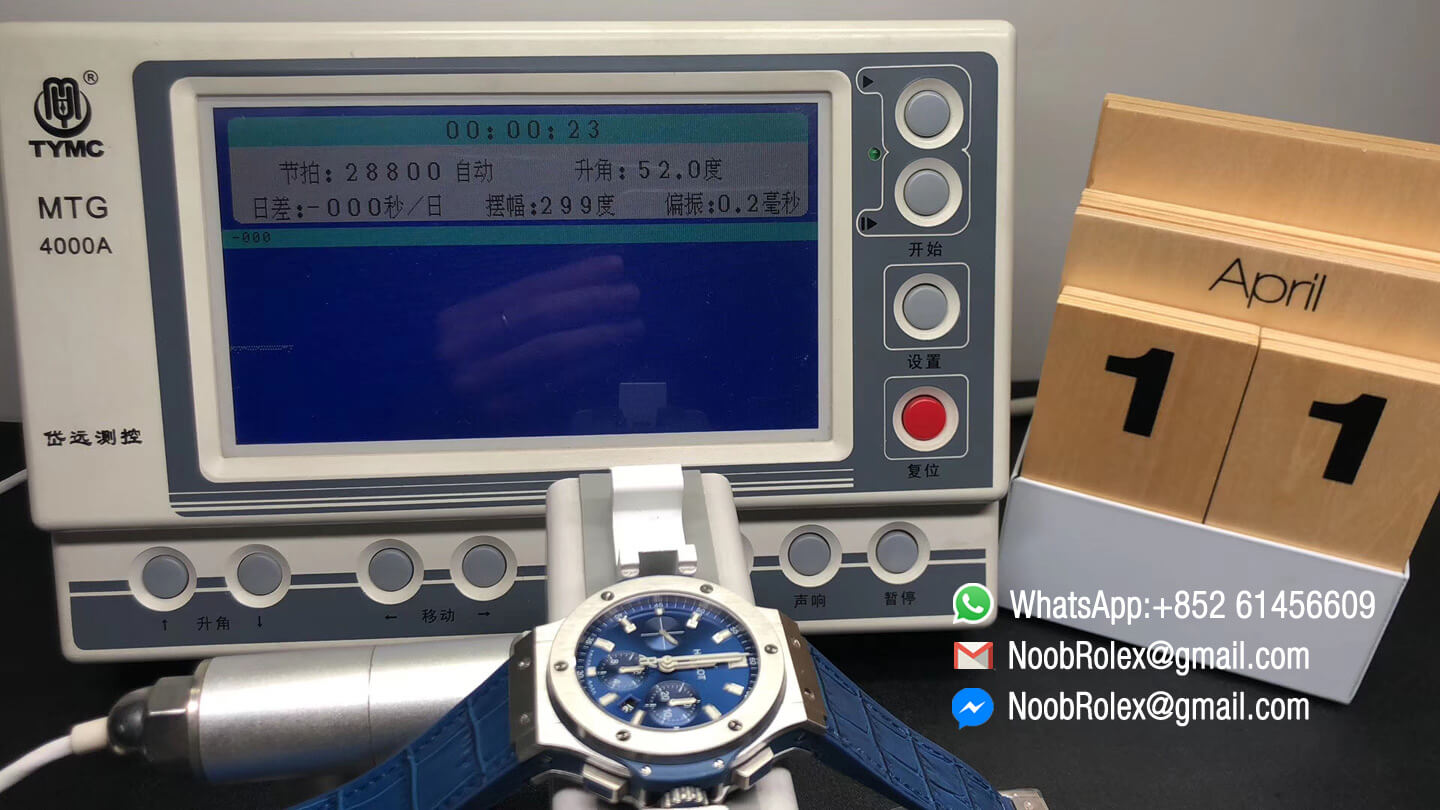 Big Bang 44mm Stainless Steel Case Blue Dial on Blue Gummy Strap HUB4104 V6F 1:1 Best Edition Top Level Replica Watch